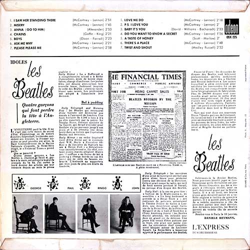 Les Beatles No. 1, Back cover