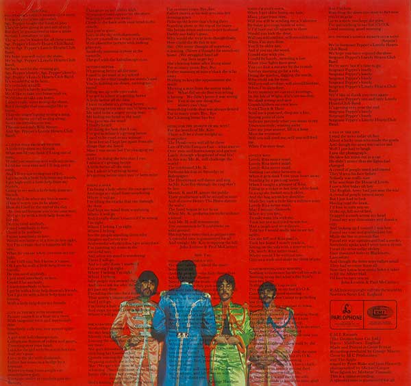 Sgt. Peppers Lonely Hearts Club Band, vinyl back cover